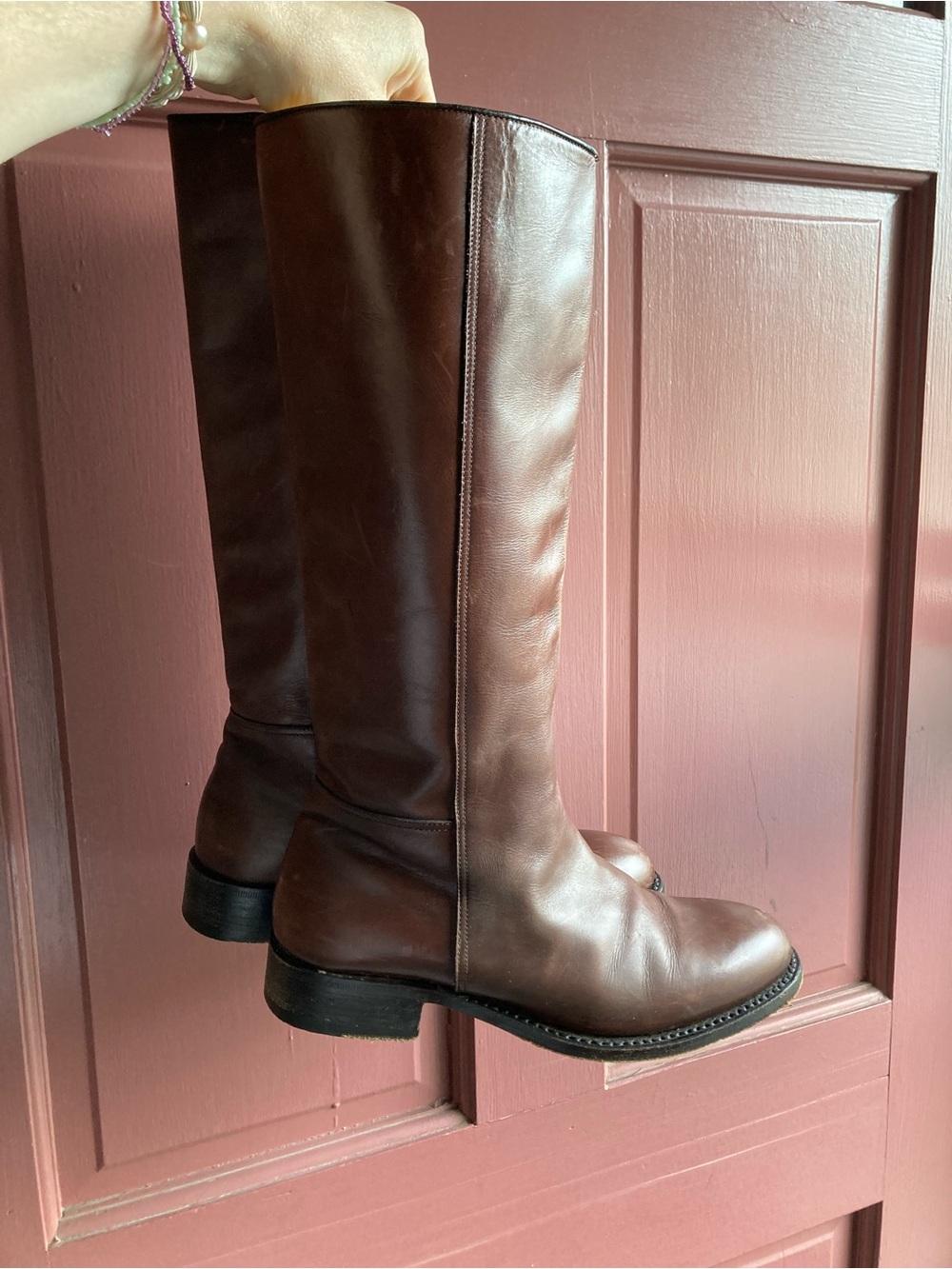 Varda Italian Leather Knee High Riding Boots espresso Brown 8.5 Narrow runs sm